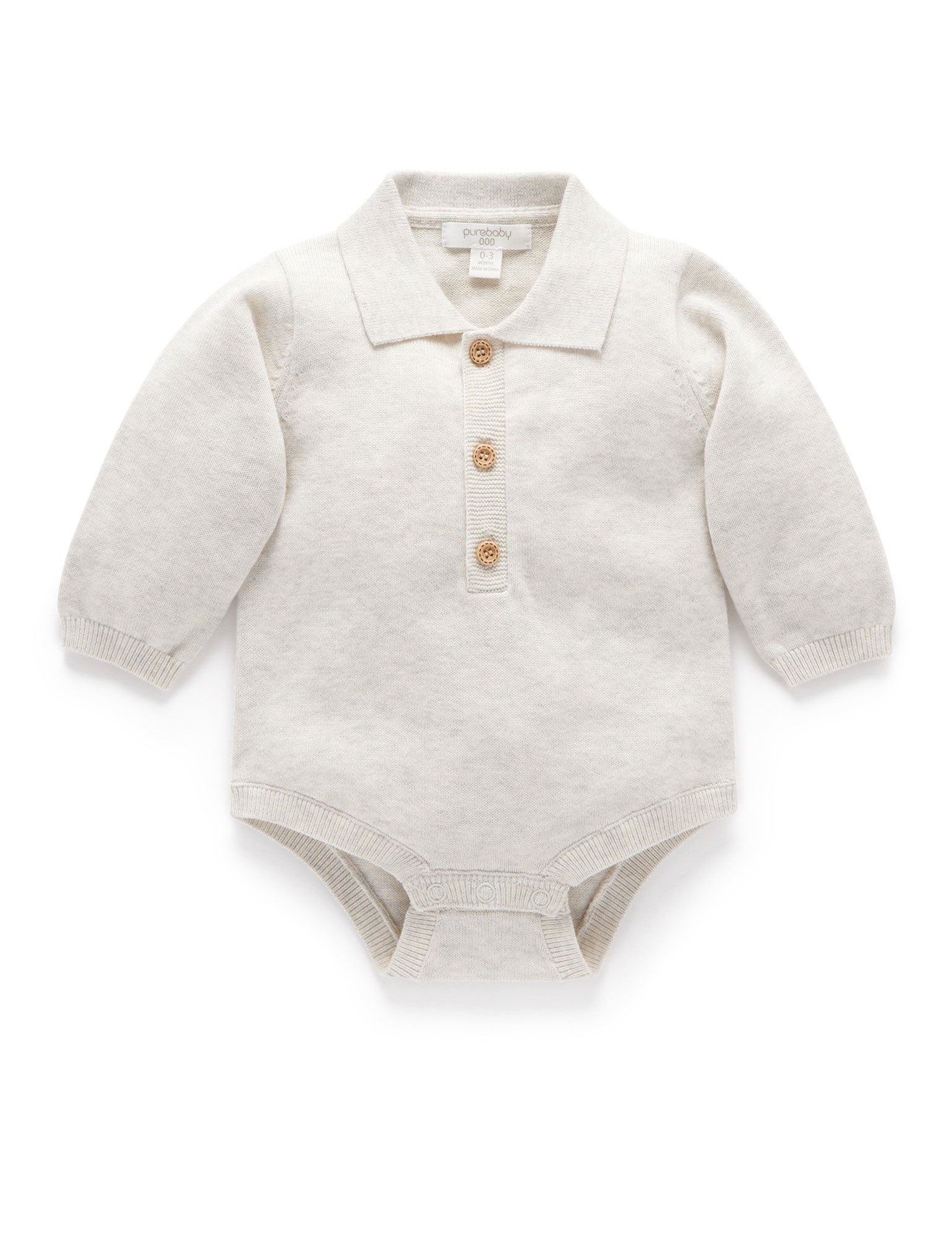 Knitted Polo Bodysuit- cloud Melange