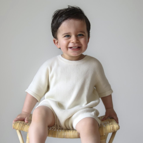 Slouchy Rib Knit Romper - White