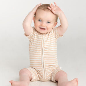 Day or Night Onesie Short Sleeve - Sand Dune Stripe