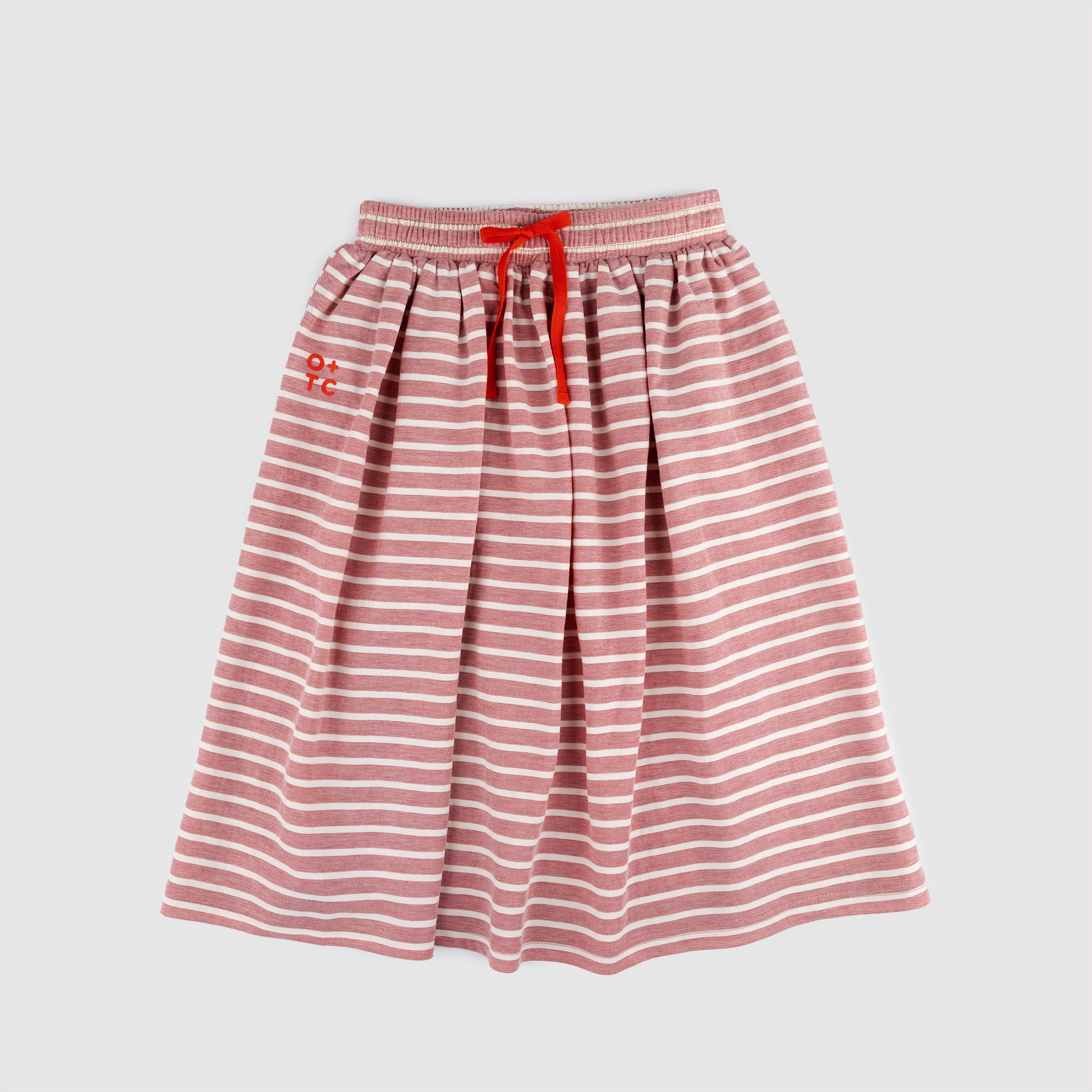Coral Stripe Hadley Midi Skirt