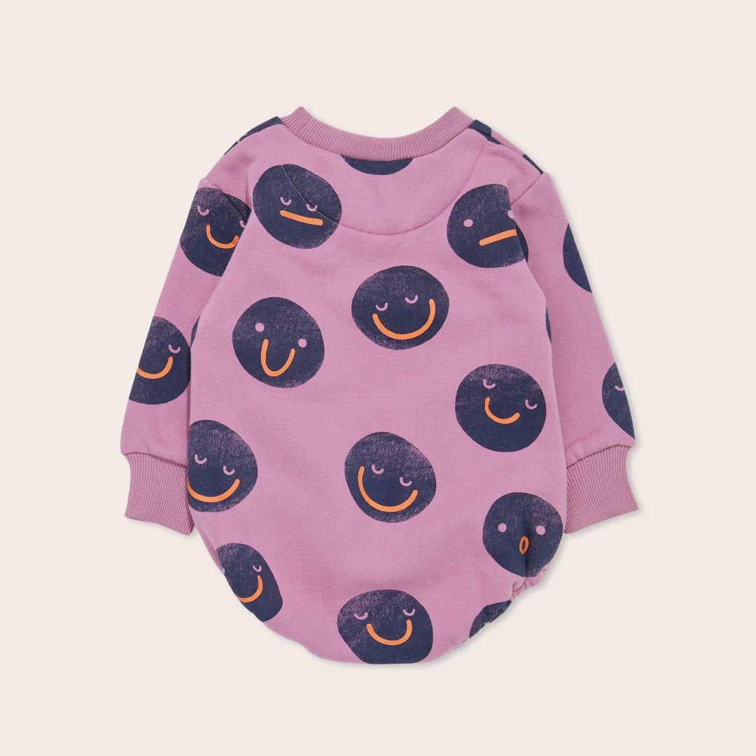 Faces Fleece Sweater Romper- Peony