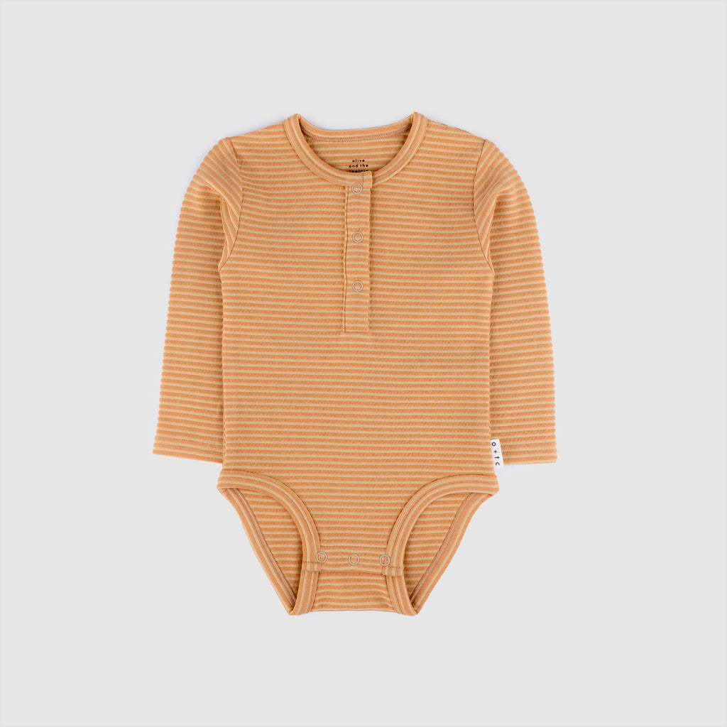 Salmon Stripe Long Sleeve Bodysuit