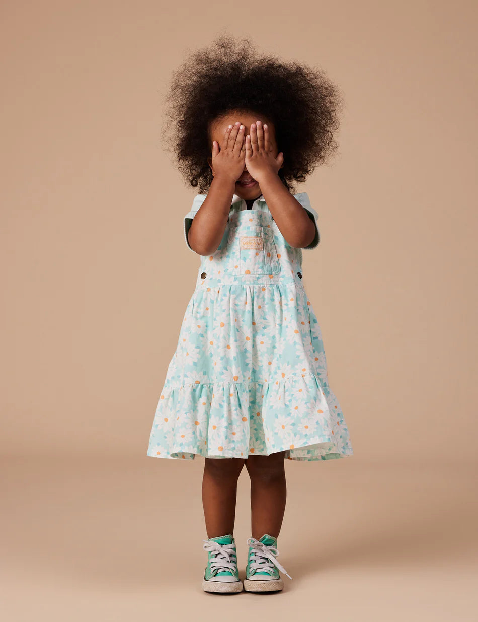 Tully Tiered Pinafore Dress Daisy Delight Lagoon
