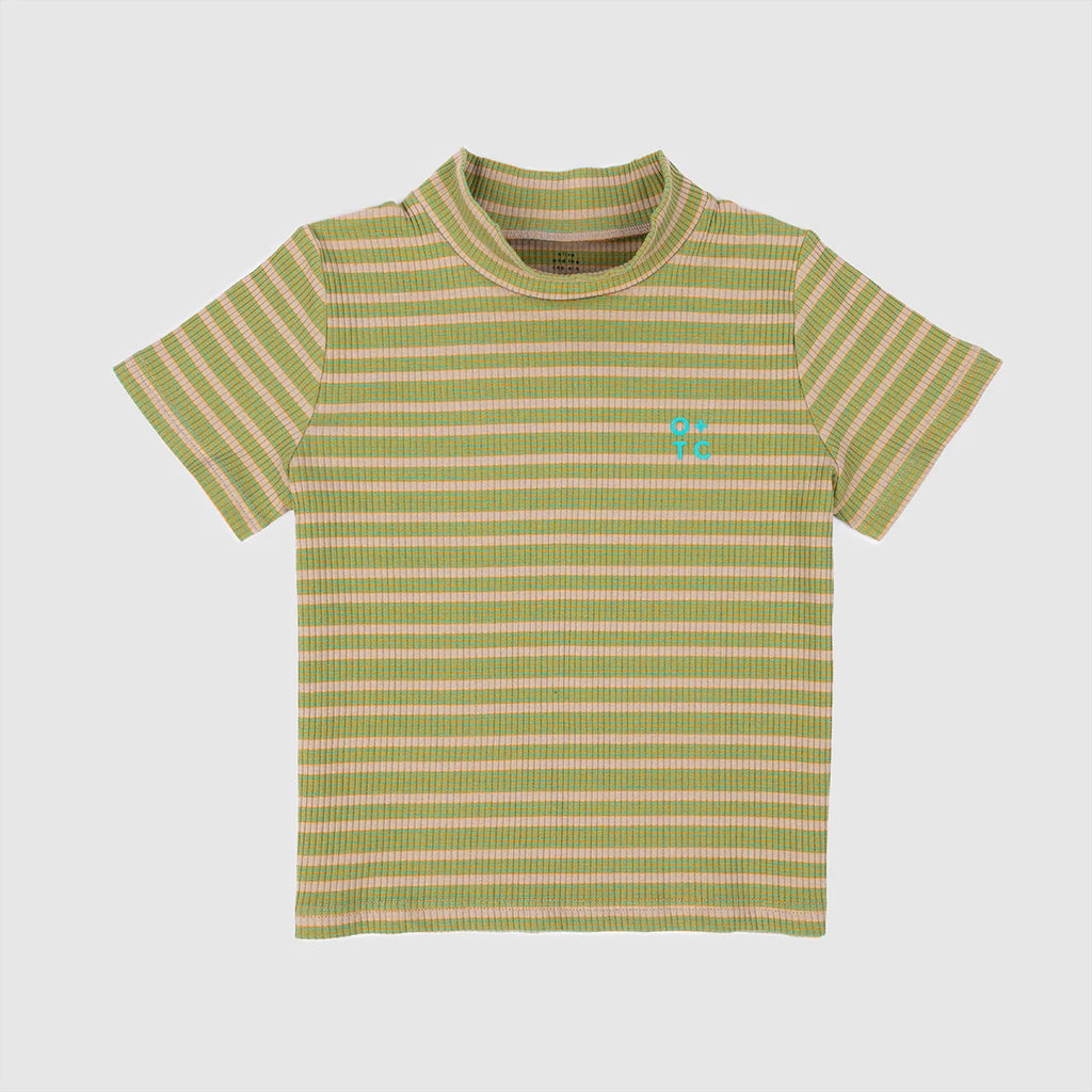 Retro Stripe Mock Neck Tee