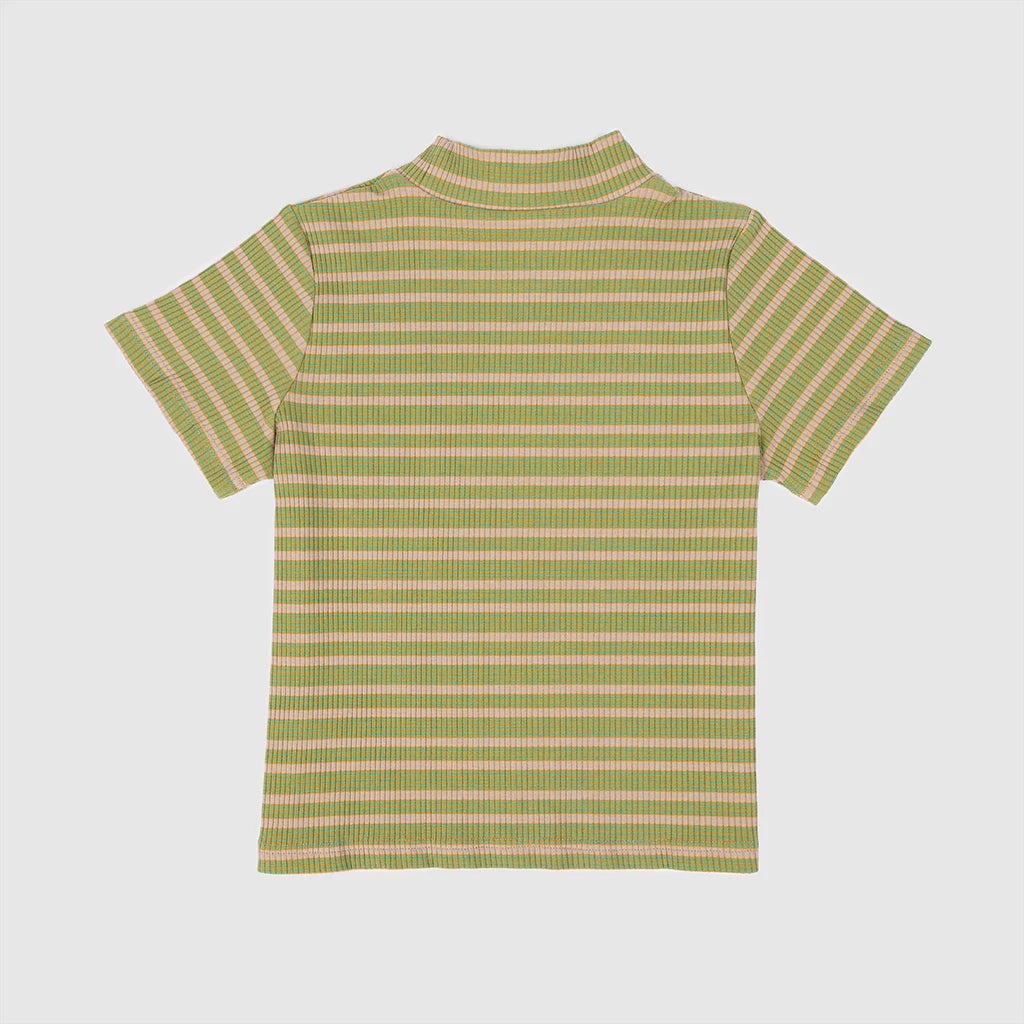 Retro Stripe Mock Neck Tee