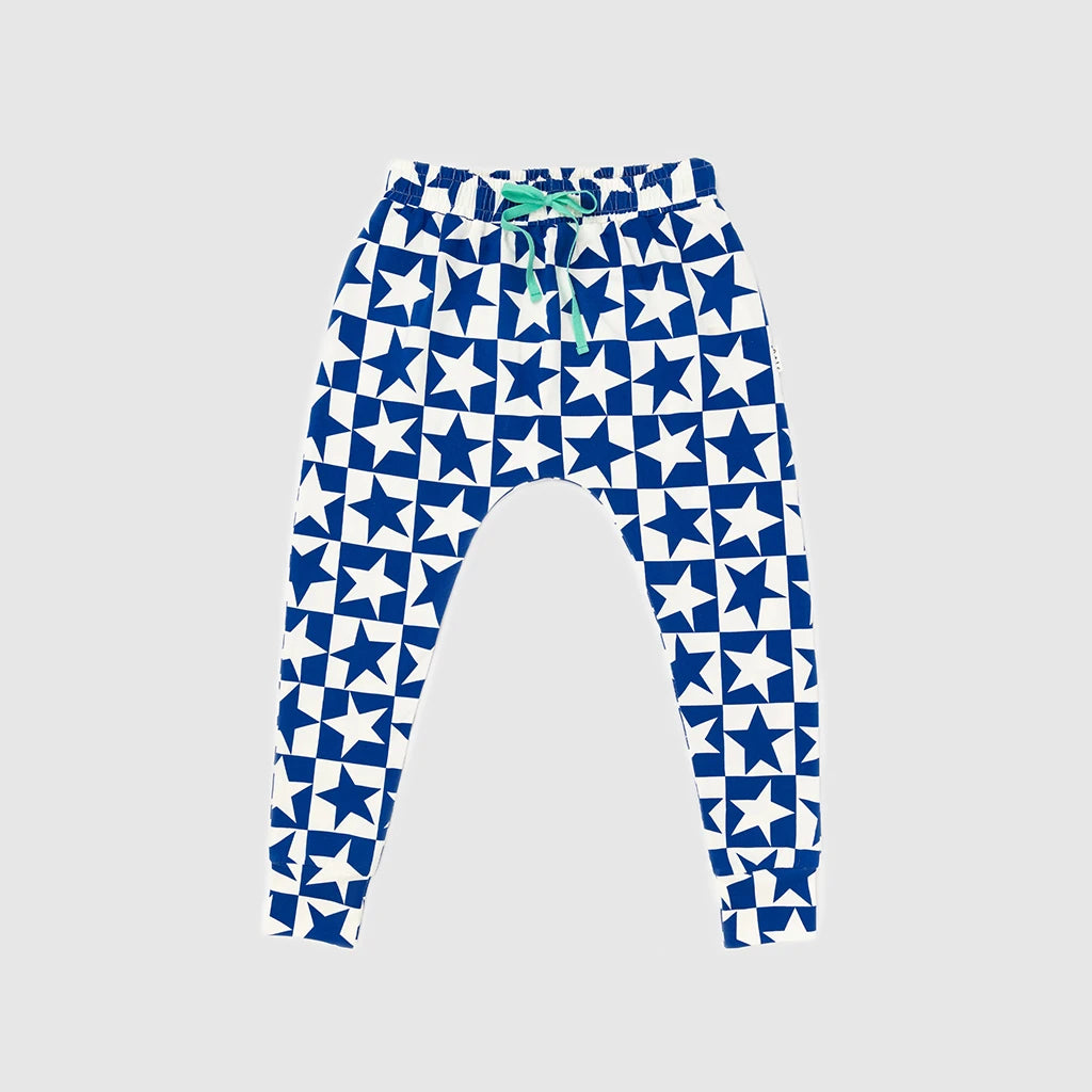 Blue Super Stars Slim Fit Harem Pants