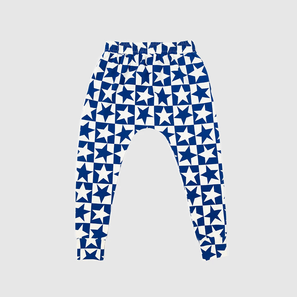 Blue Super Stars Slim Fit Harem Pants