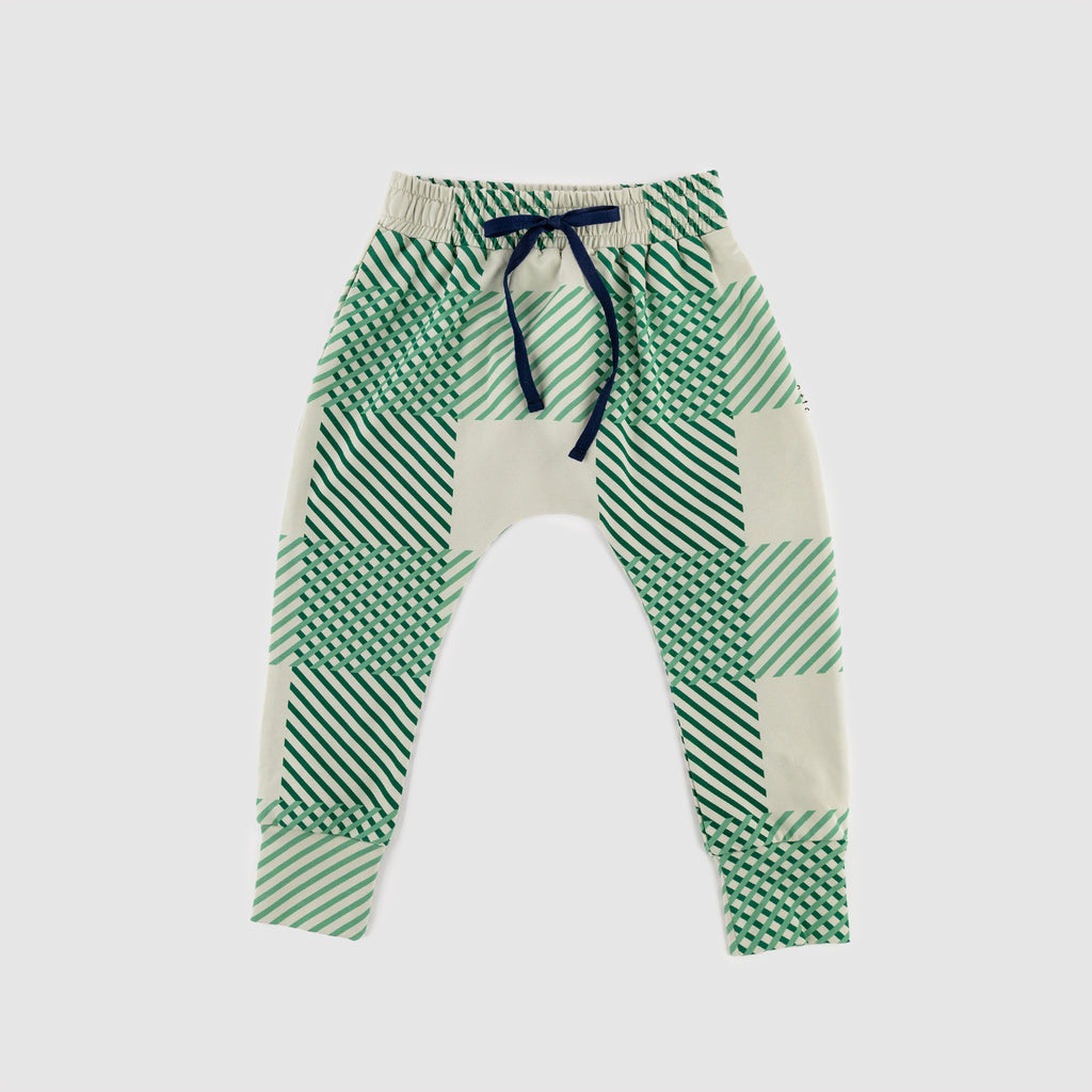 Green Plaid Slim Fit Harem Pants