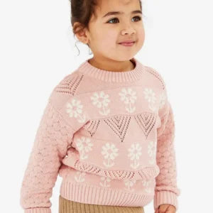 Pointelle Knit Jumper - Pink Clay