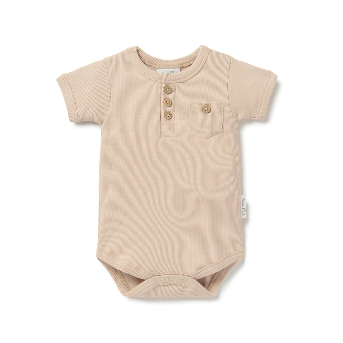 Taupe Rib Henley Onesie