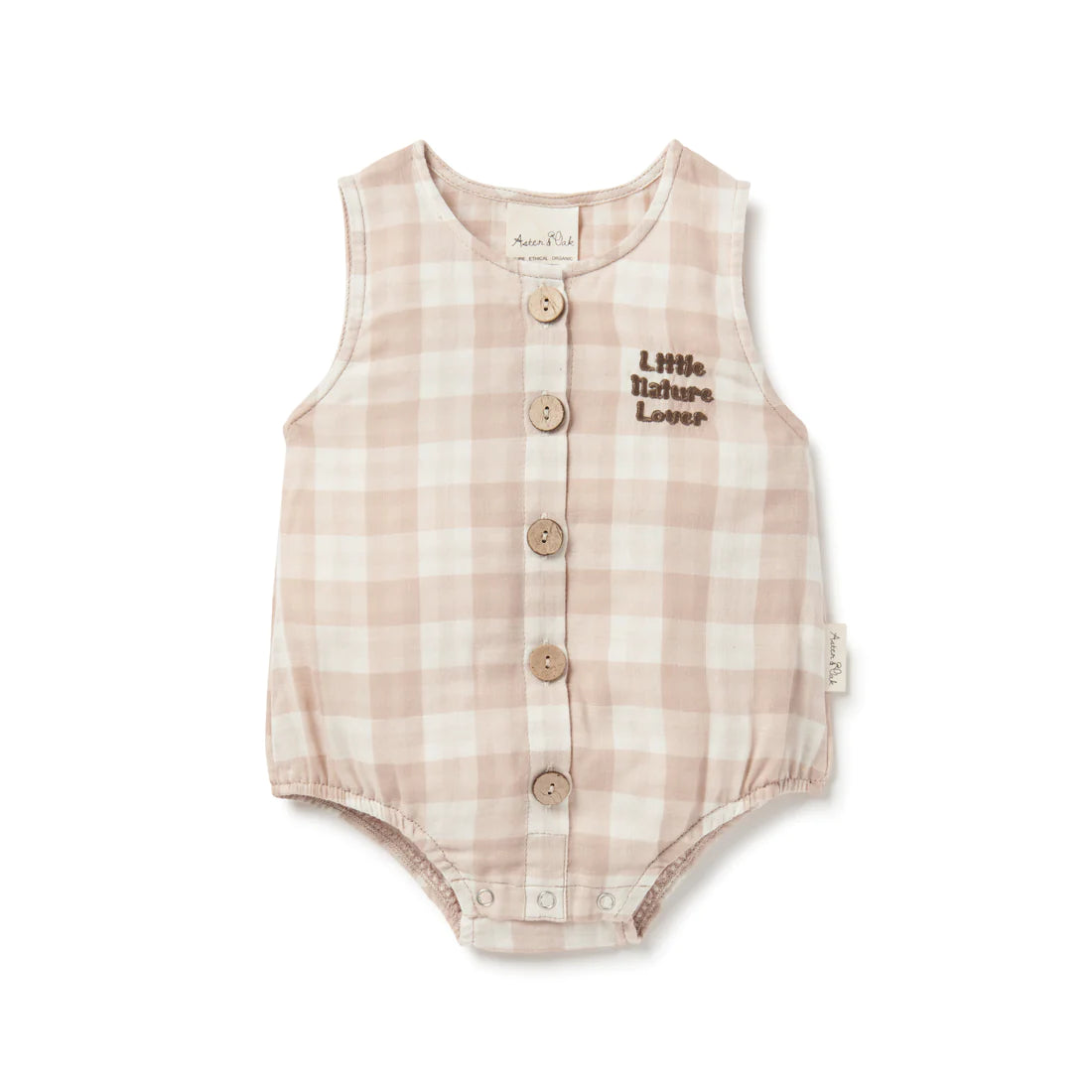 Gingham Bubble Romper – Taupe