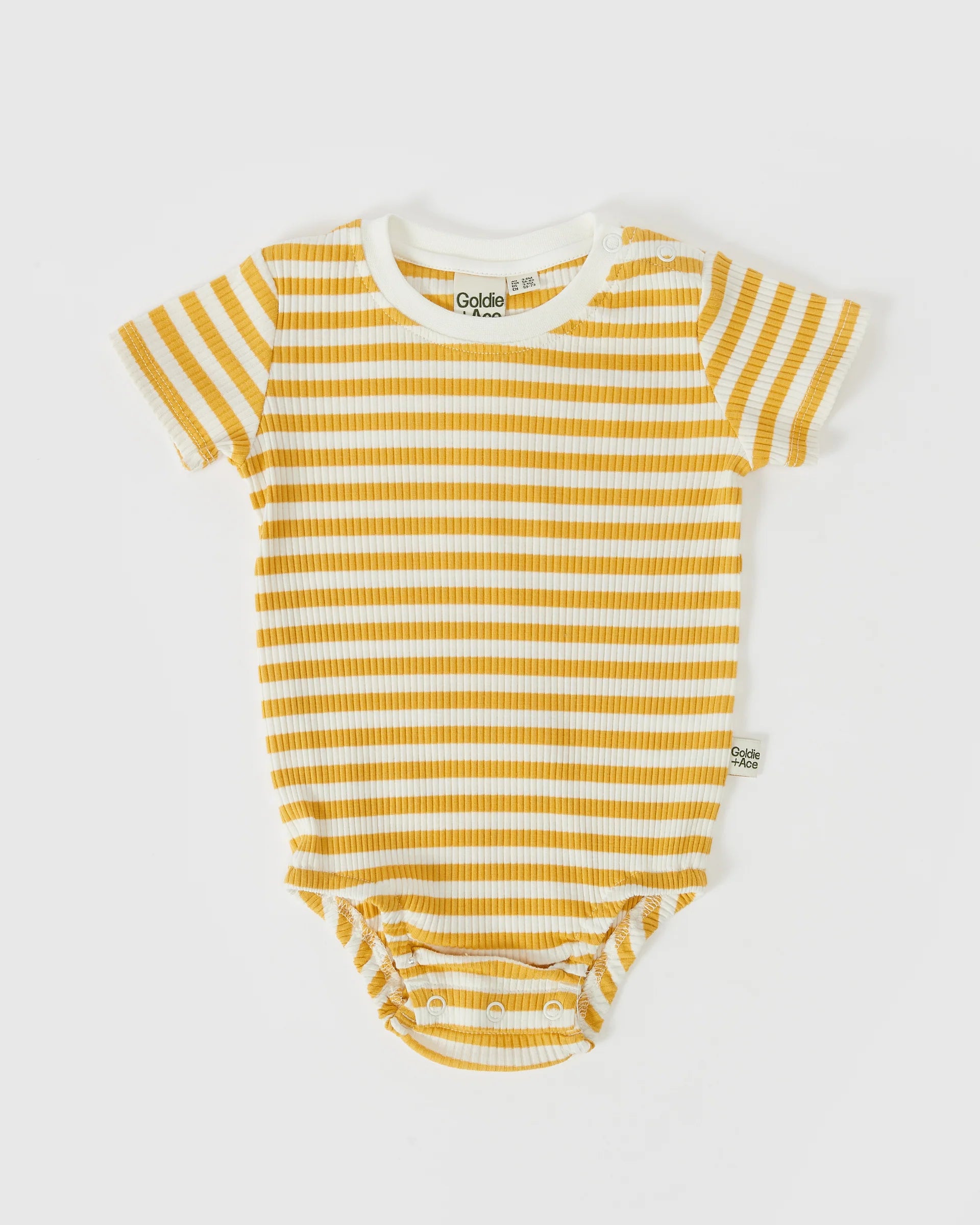 Max Short Sleeve Ribbed Stripe Romper - Golden