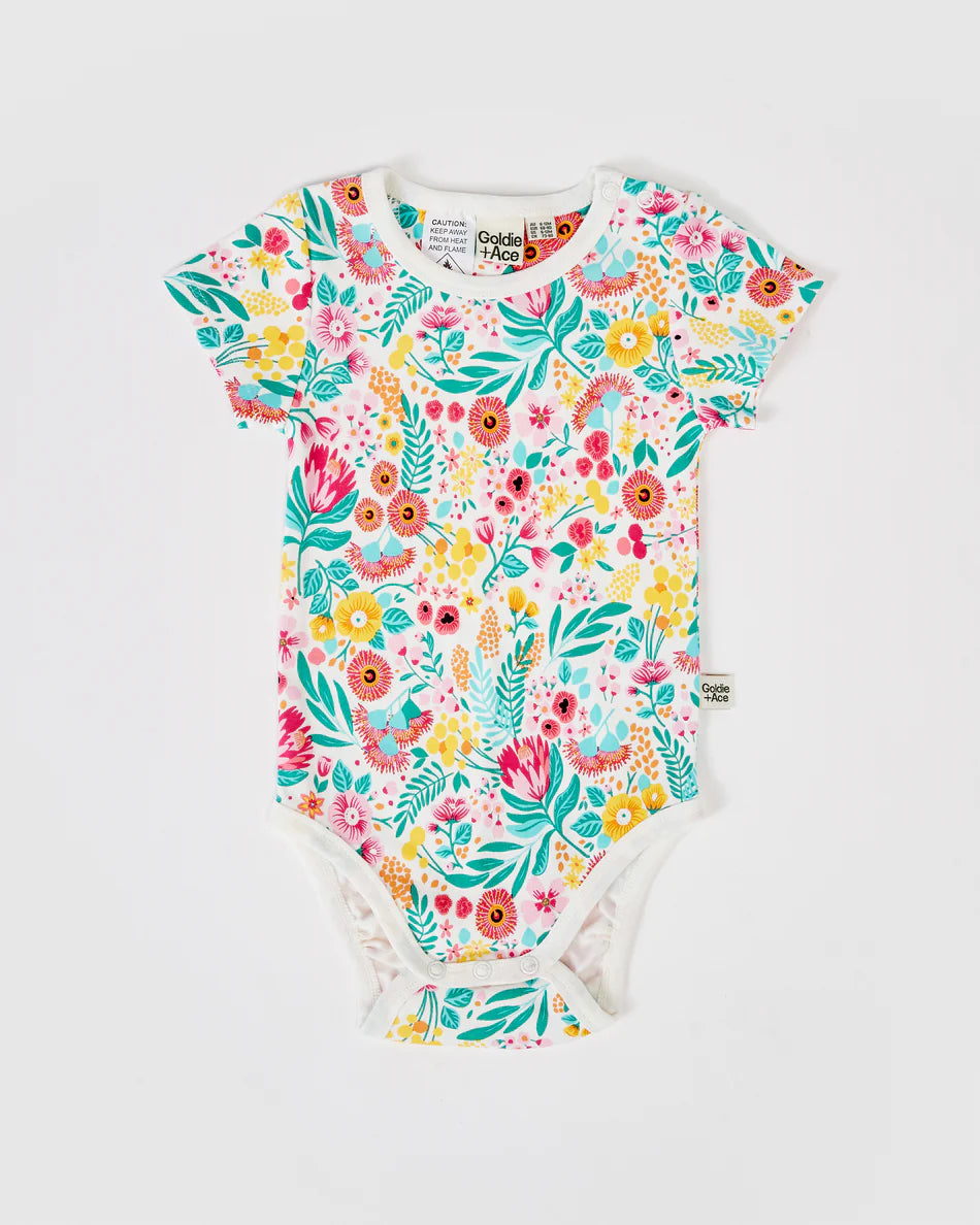 Native Botanical Print Short Sleeve Bodysuit