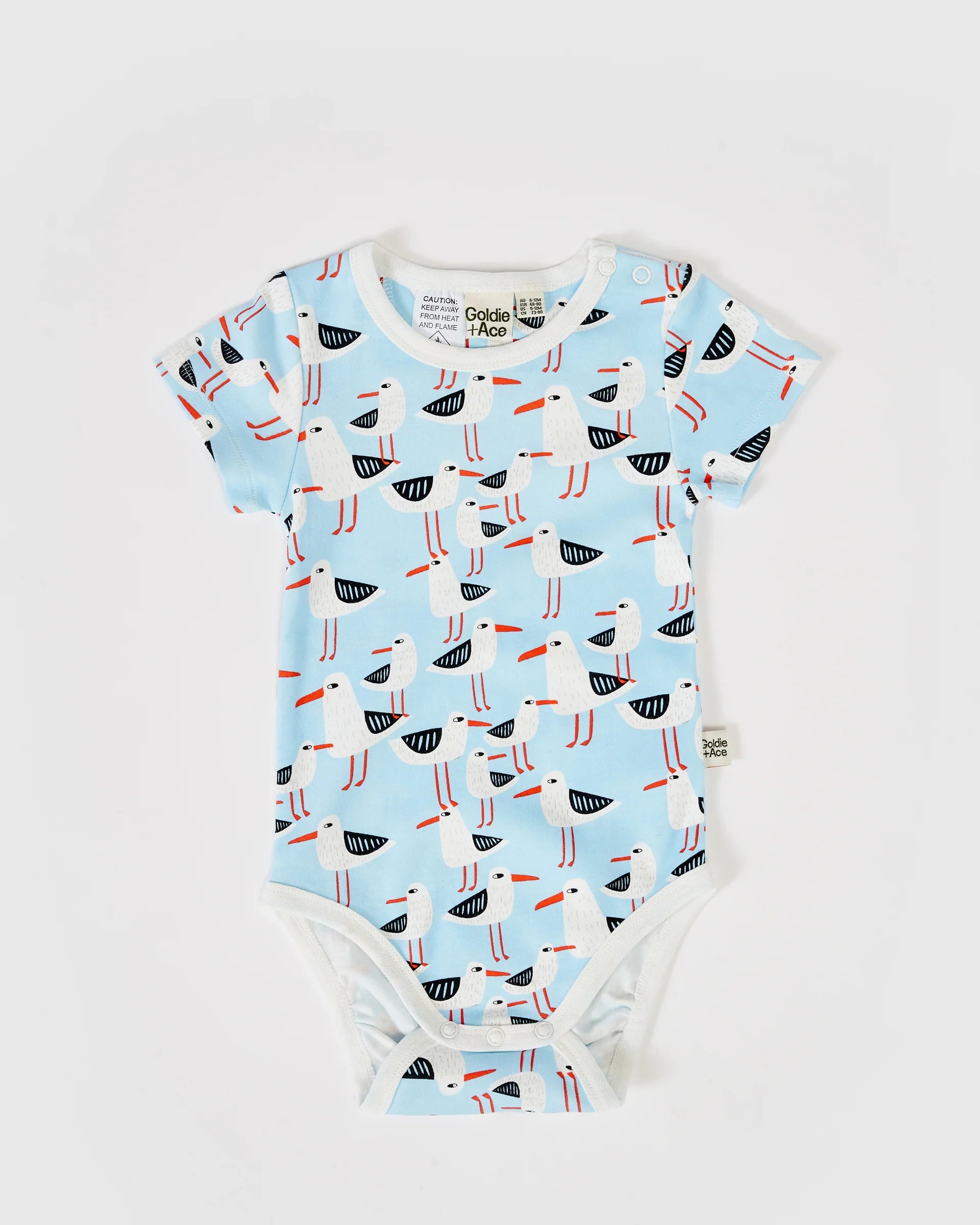 Seagulls Print Short Sleeve Bodysuit
