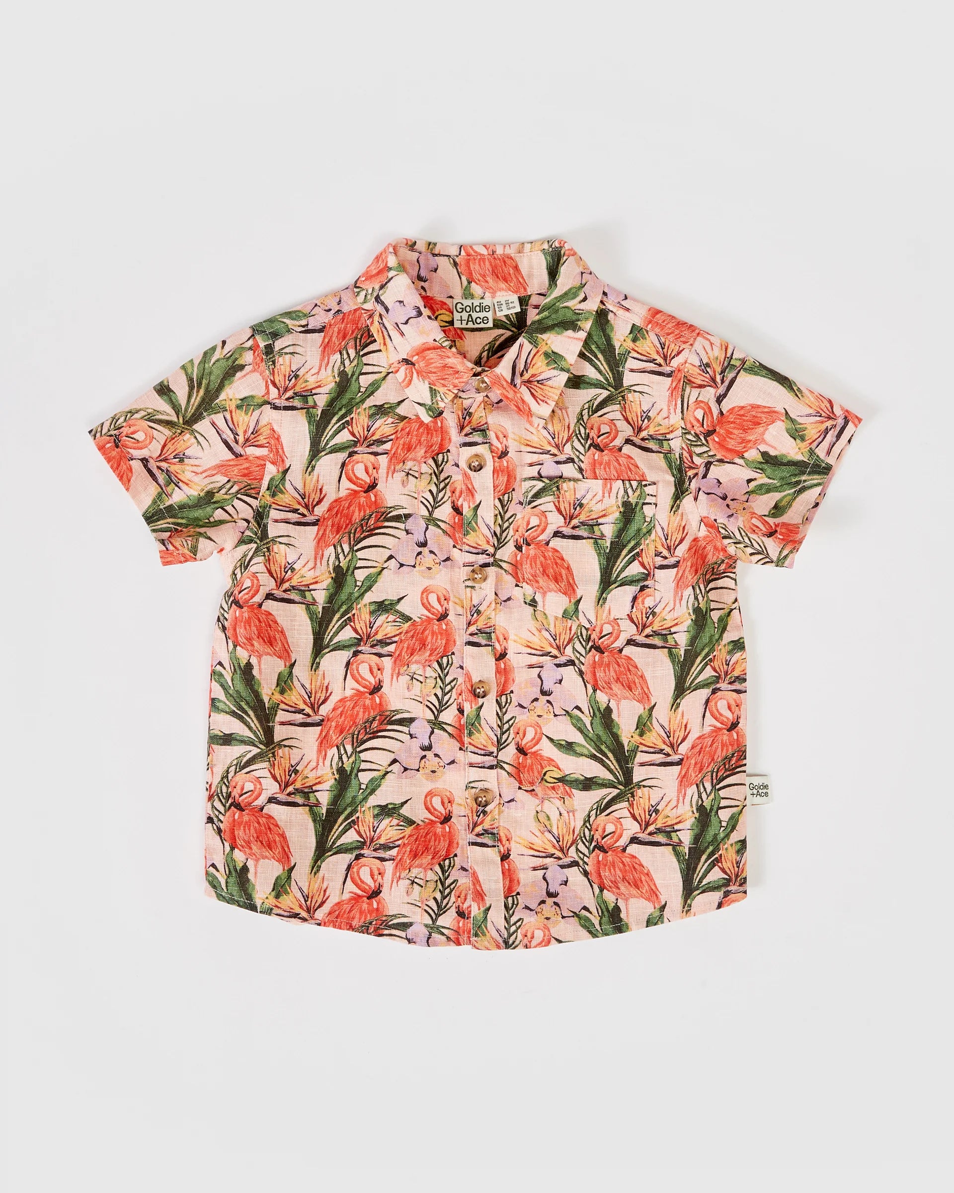 Holiday Linen Shirt Flamingo