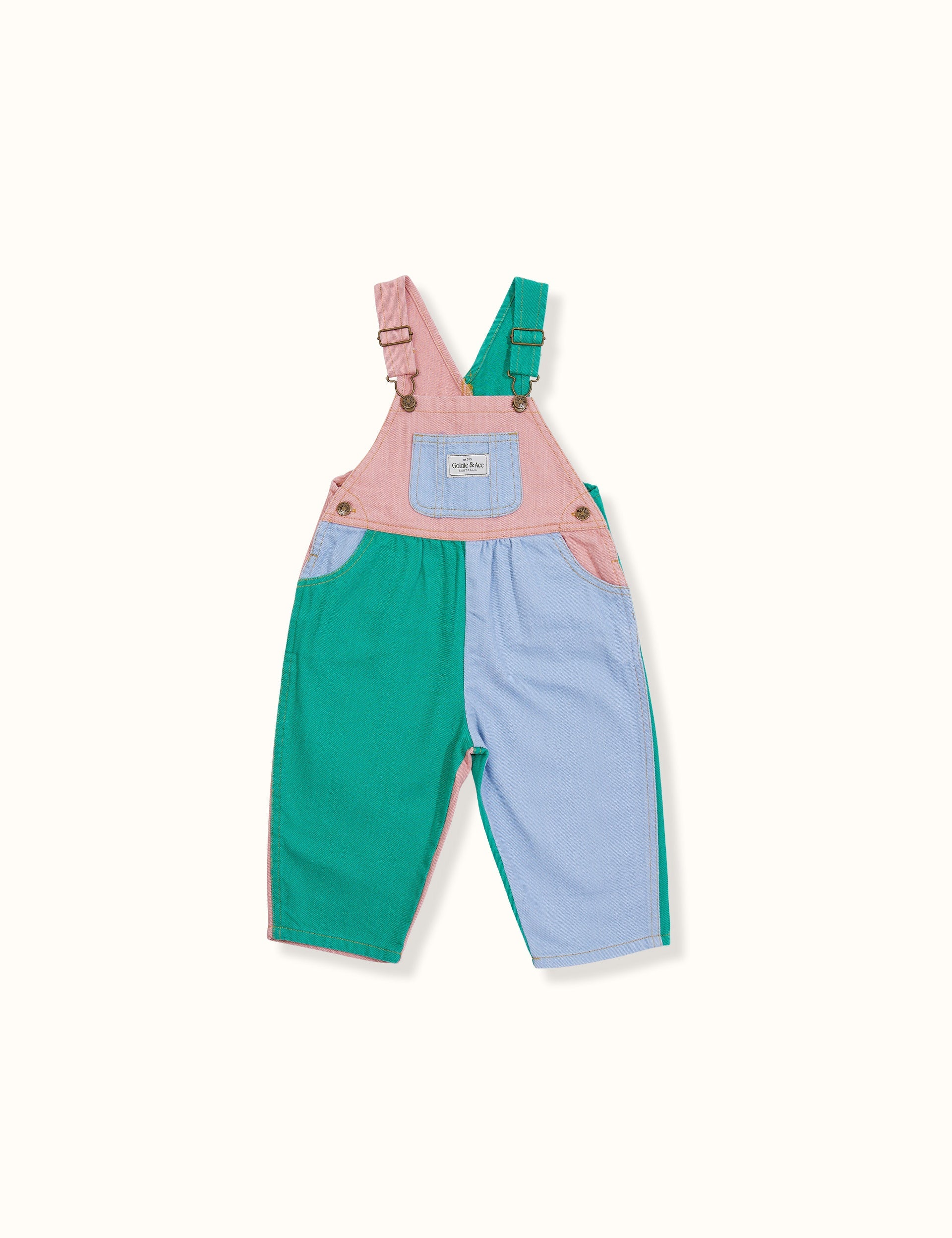 Austin Colour Block Vintage Denim Overalls