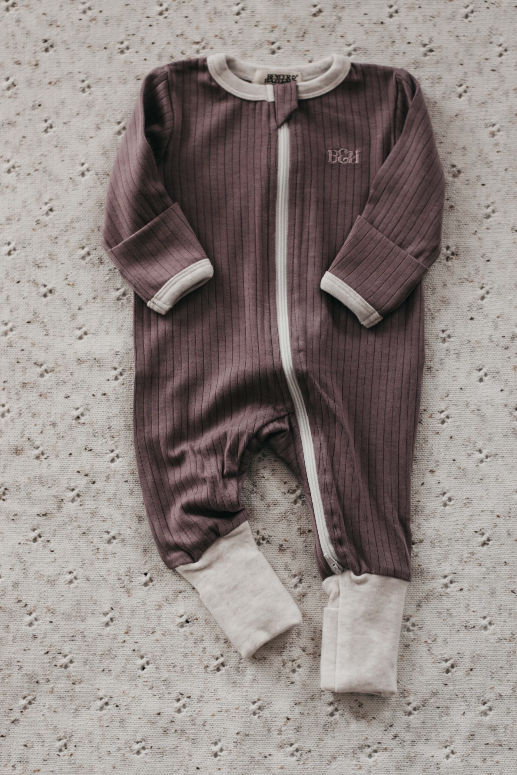 Mushroom Ribbed Zip Suit