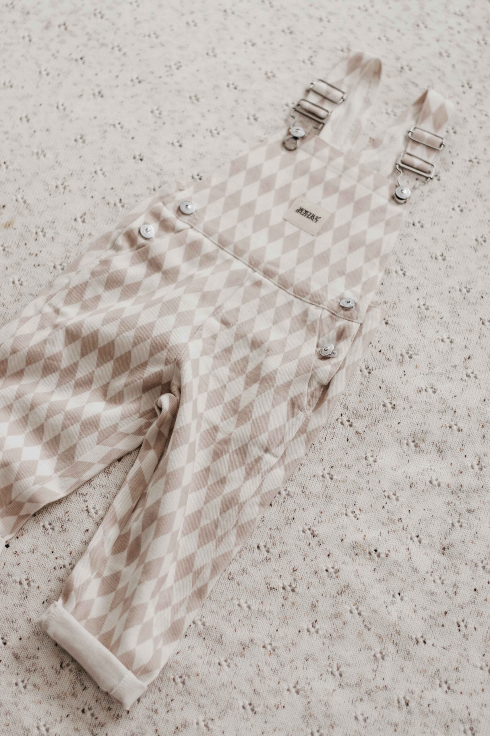 Beige Diamond Denim Overalls