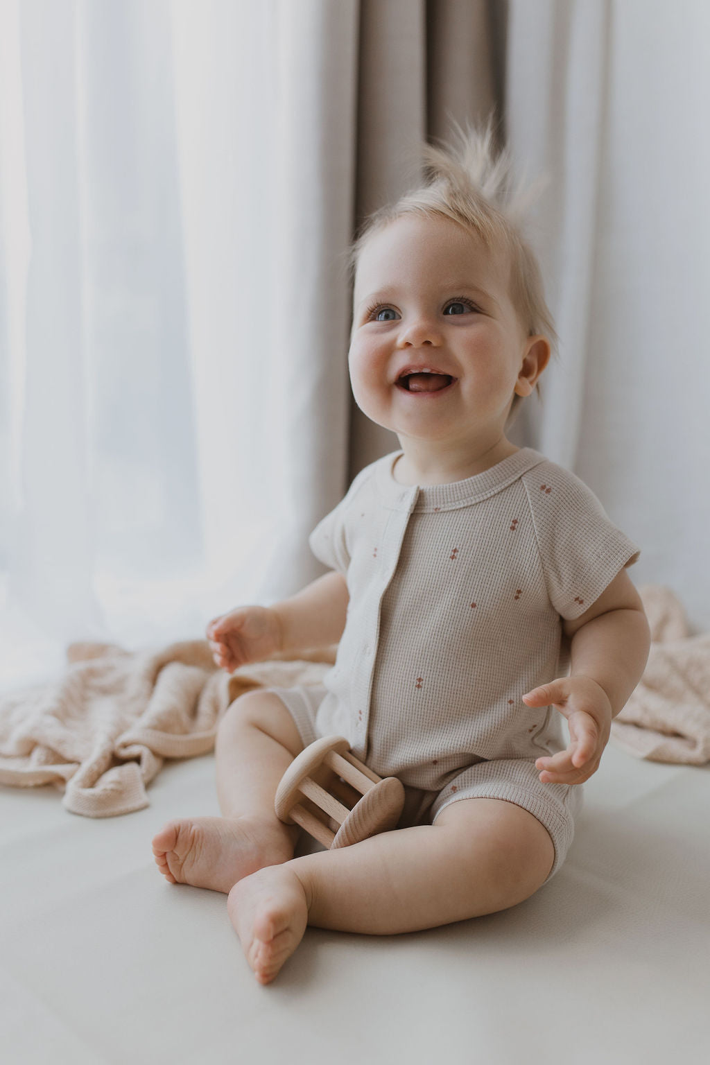 Organic Waffle Snap Romper – Diamond