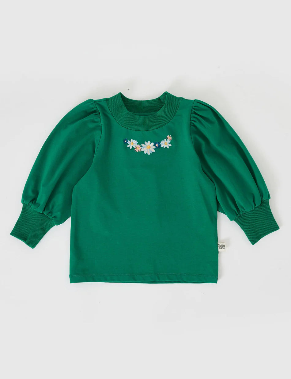 Eden Embroidered Puff Long Sleeve Top