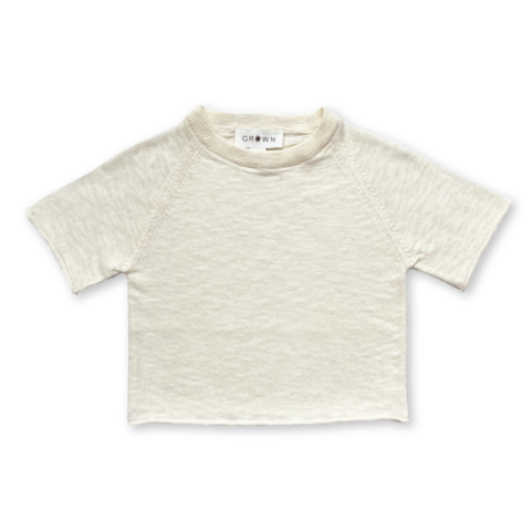 Knitted Linen Raglan Tee - Milk