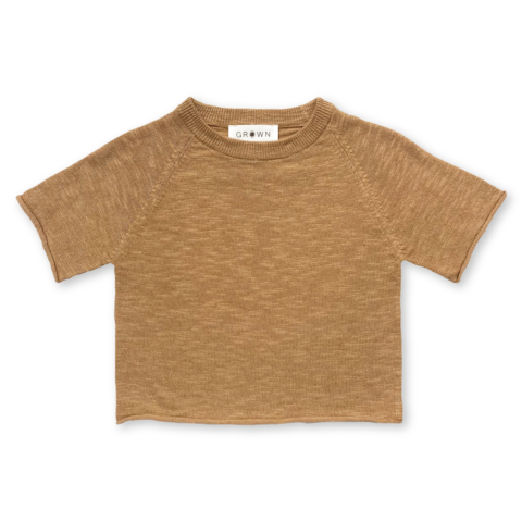 Knitted Linen Raglan Tee - Cedar