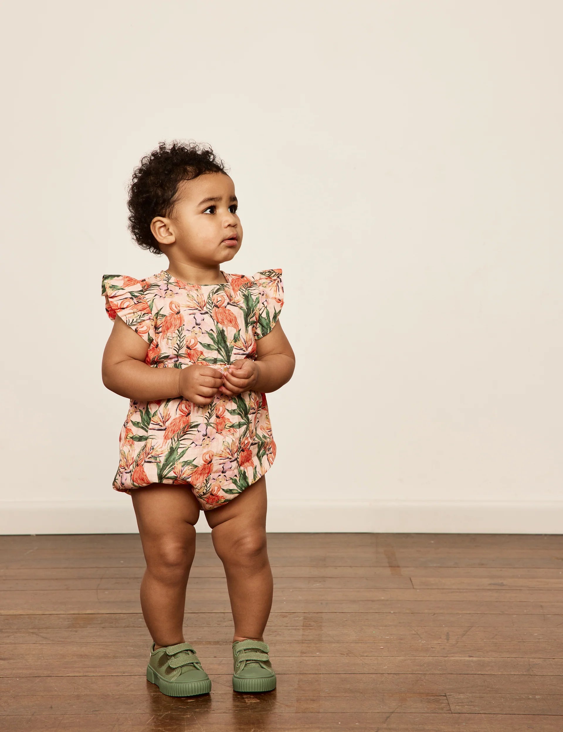 Lani Linen Romper - Flamingo