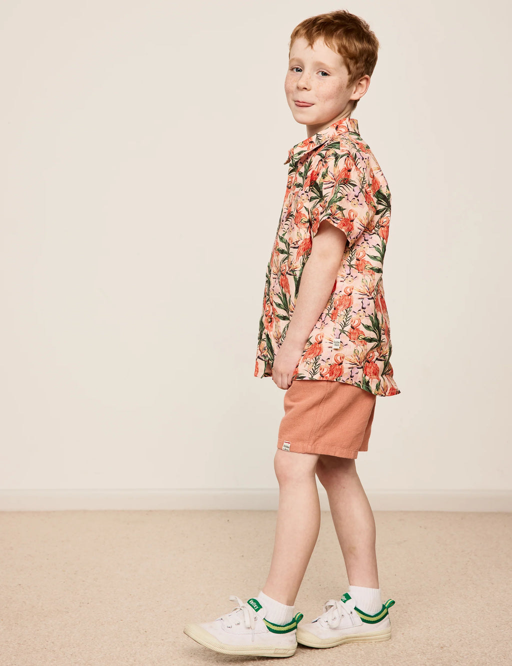 Holiday Linen Shirt Flamingo
