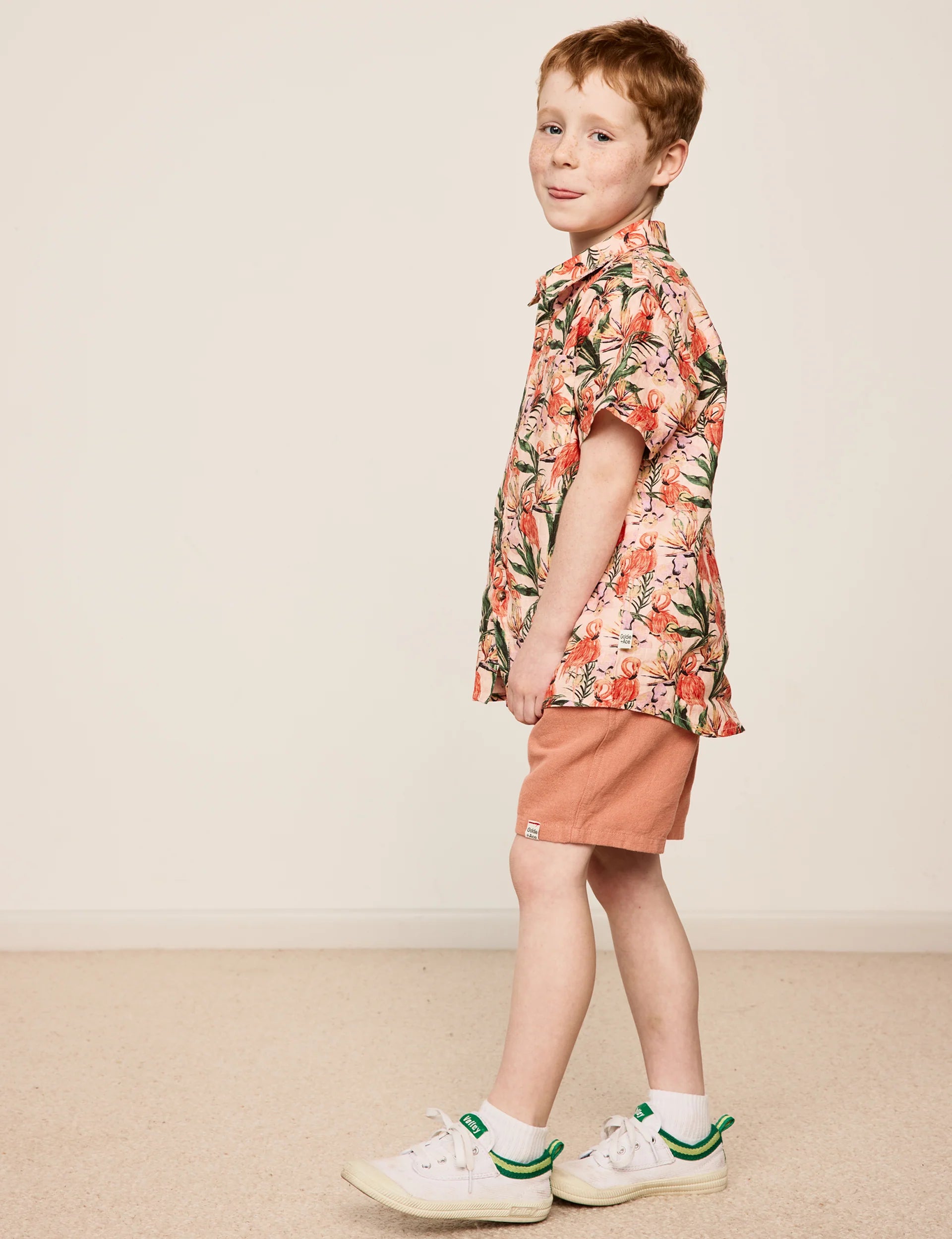 Holiday Linen Shirt Flamingo
