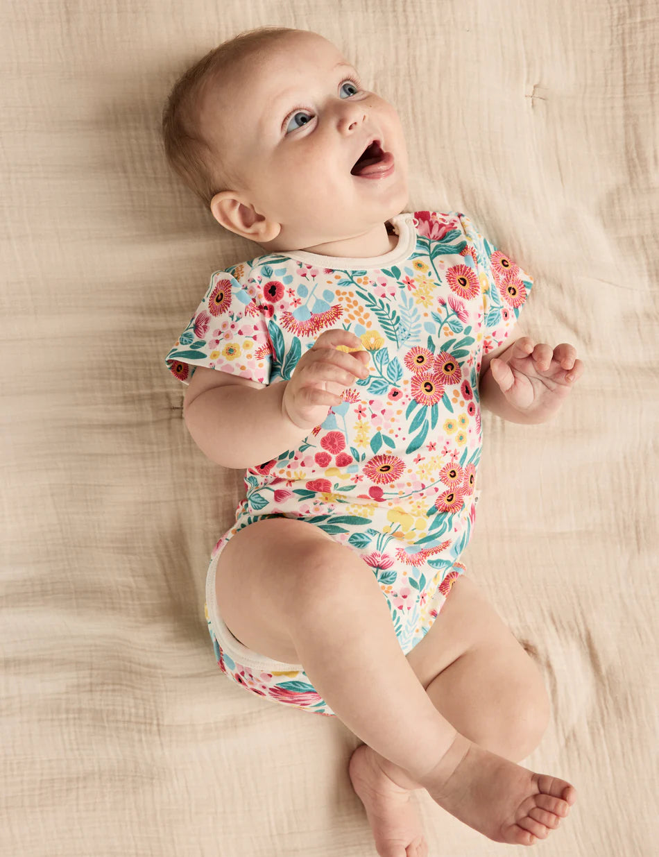 Native Botanical Print Short Sleeve Bodysuit