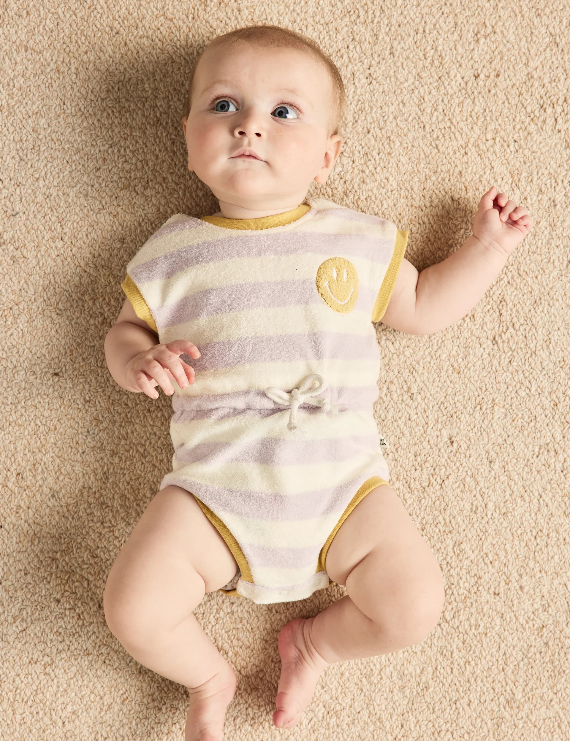 Smiley Terry Towelling Romper – Lavender