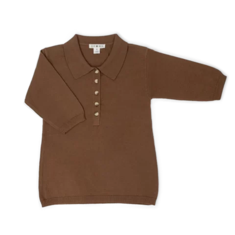 Organic Collar Dress - Espresso