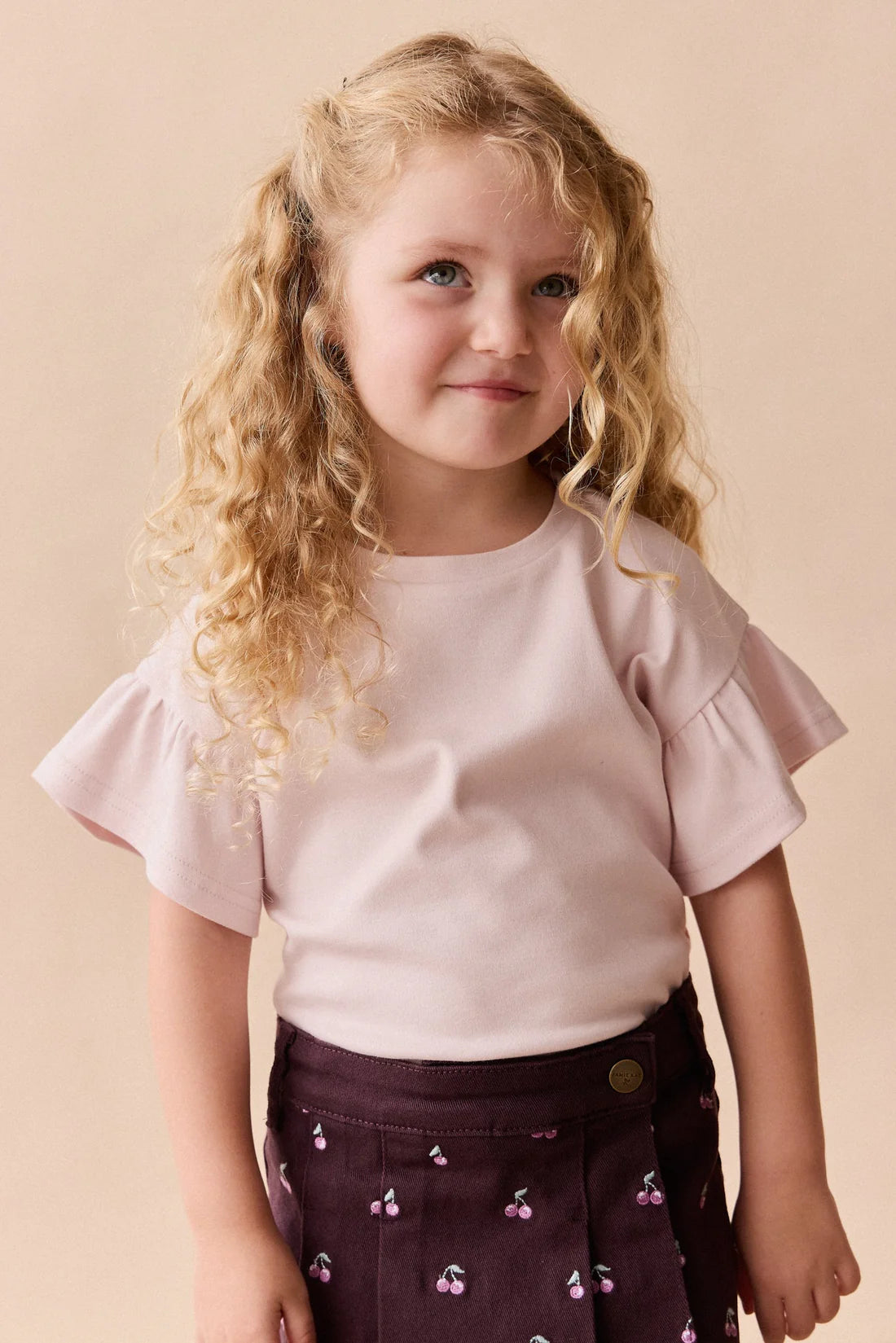 Pima Cotton Courtney Ruffle Top – Soft Misty Rose