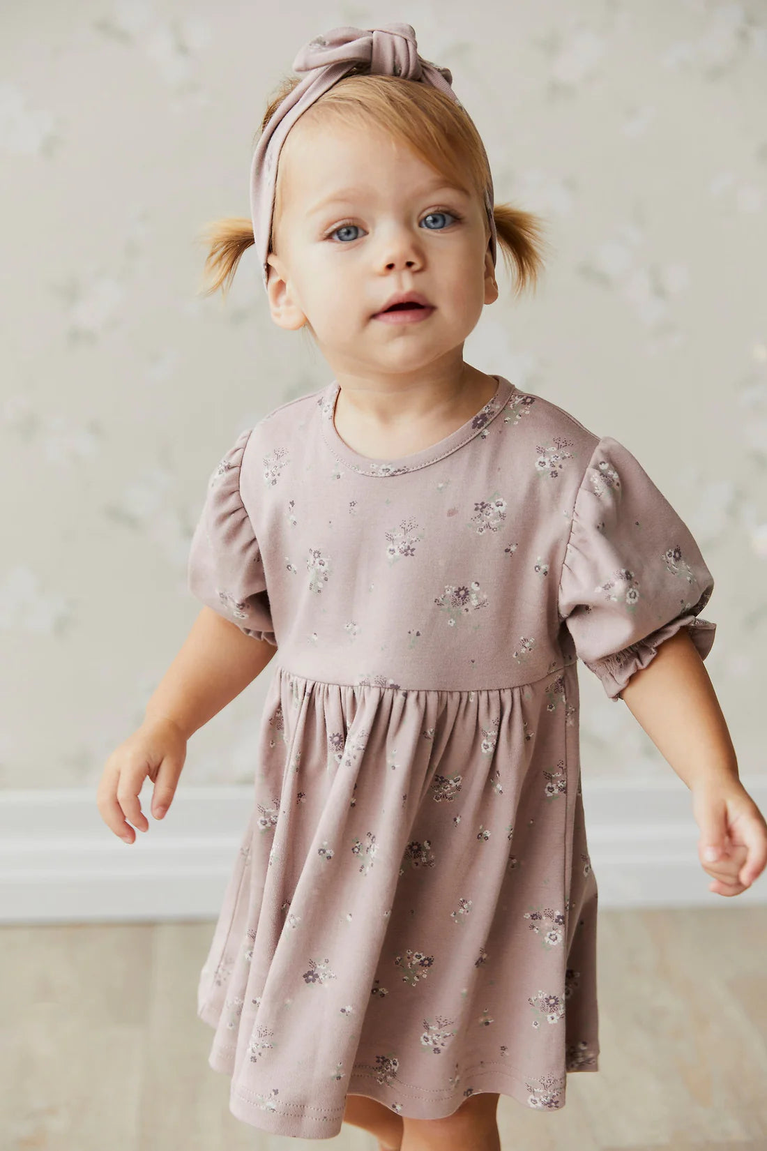 Organic Cotton Penny Dress - Lauren Floral Fawn