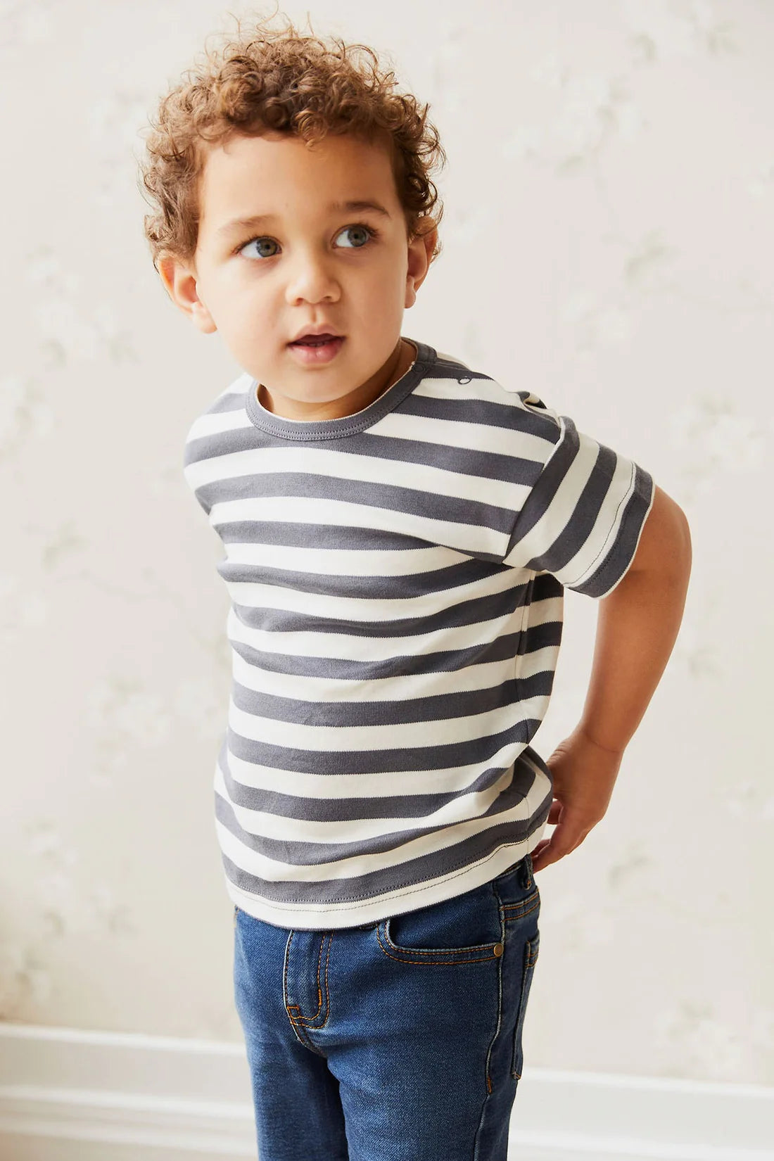 Pima Cotton Hunter Tee - Lava/Tofu Stripe