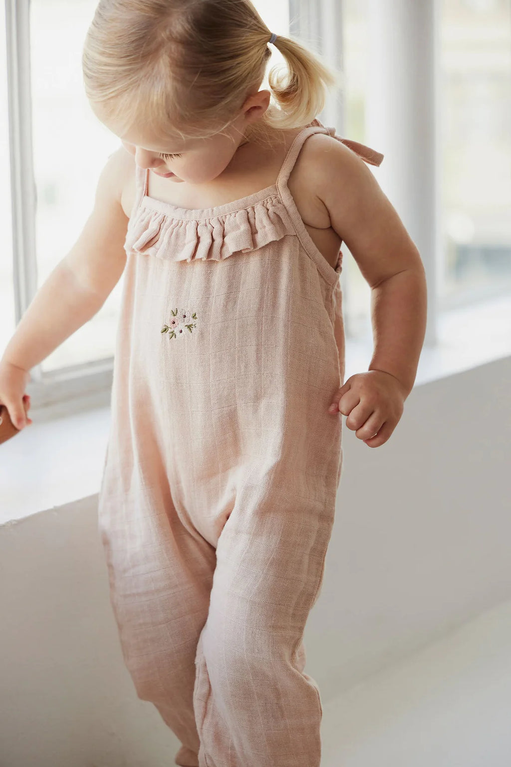 Organic Cotton Muslin Phillipa Jumpsuit - Dusky Rose