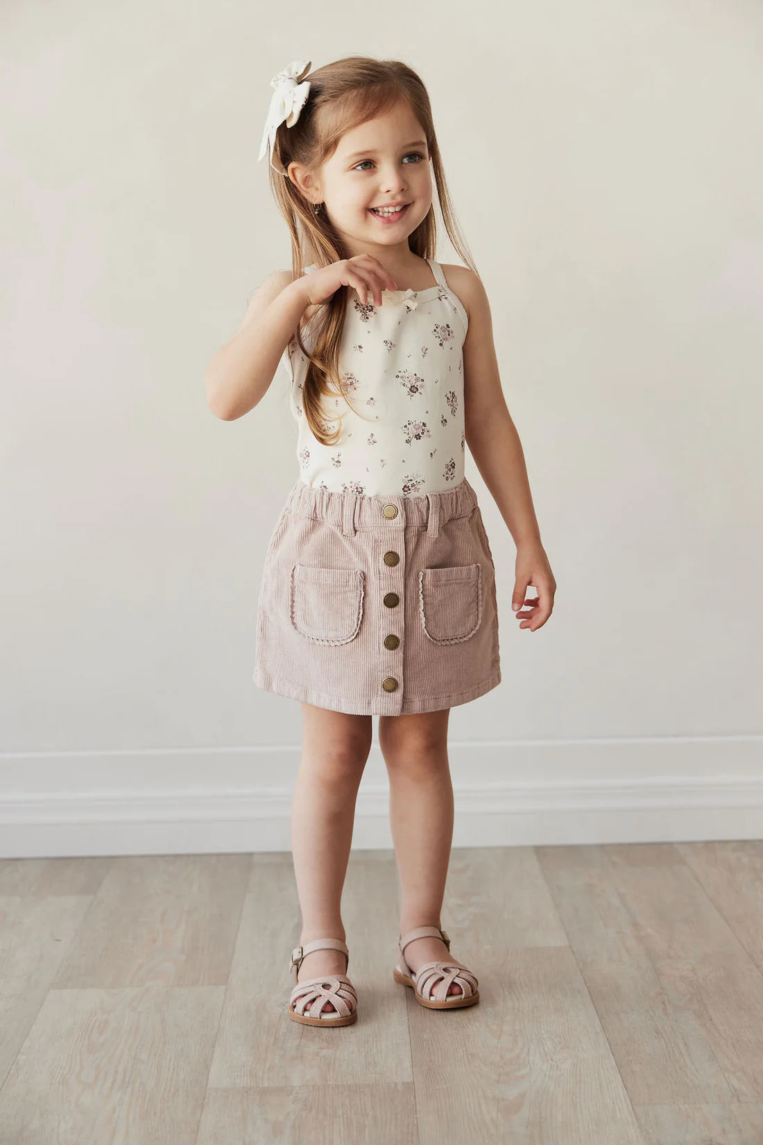 Elodie Cord Skirt - Dusky Rose