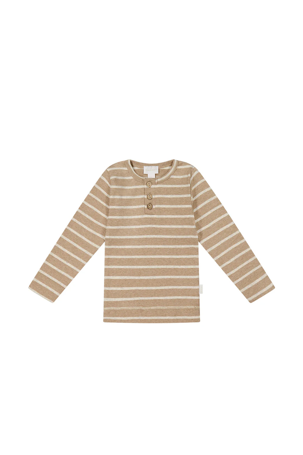 Organic Cotton Fine Rib Long Sleeve Top – Elias Stripe Sable Marle