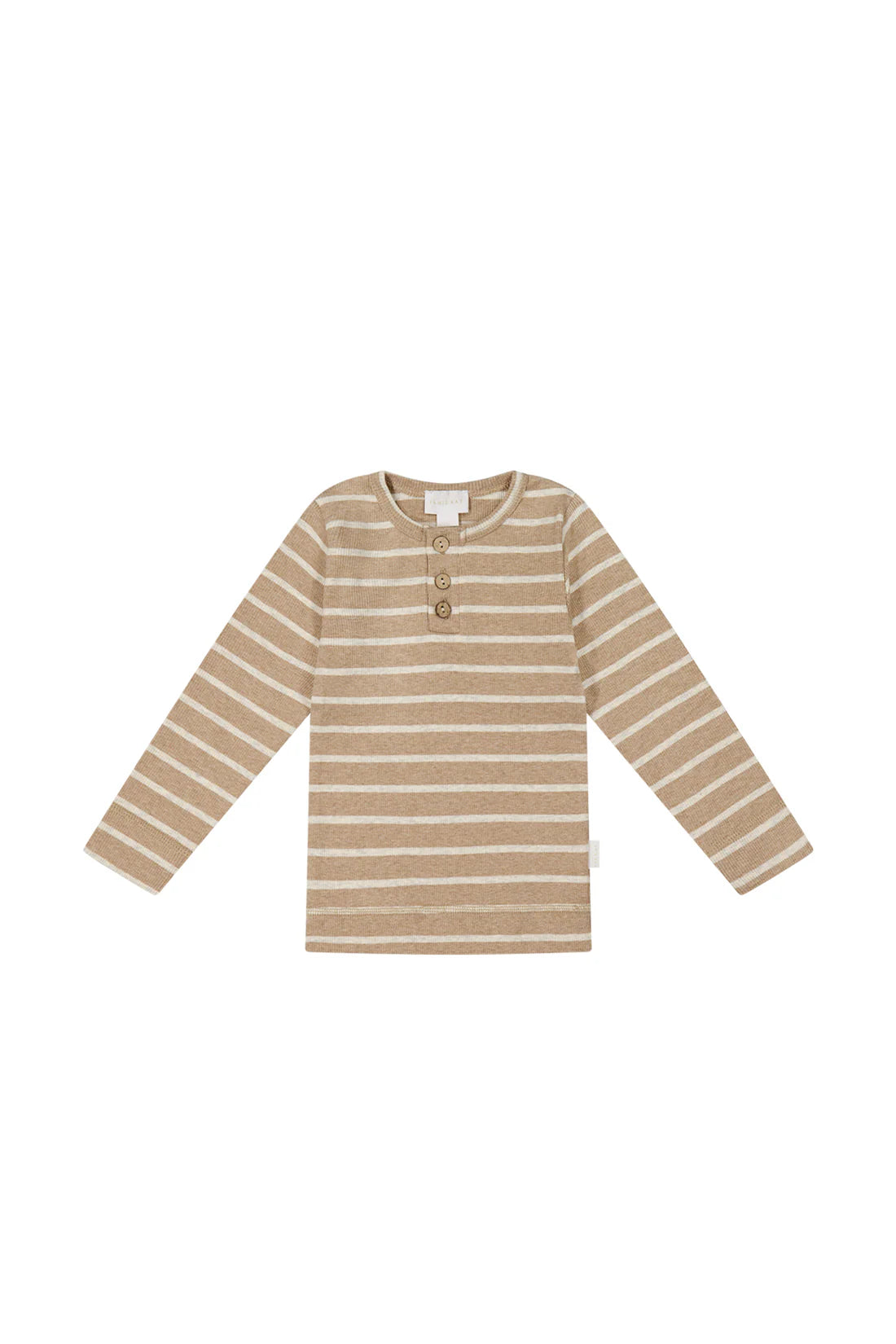 Organic Cotton Fine Rib Long Sleeve Top – Elias Stripe Sable Marle