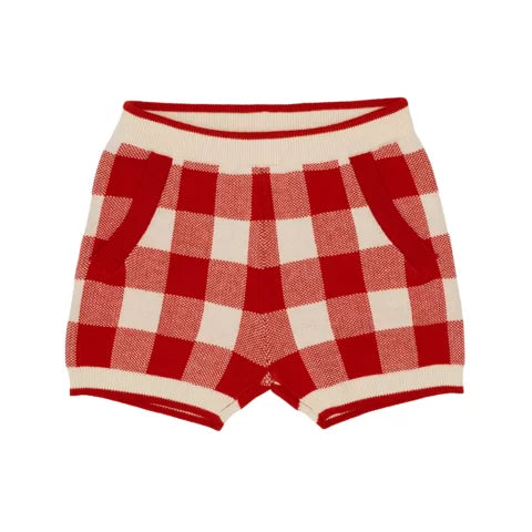 Knit Shorts- Red Check