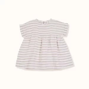 Lulu Linen Beige Stripe Dress