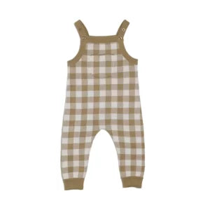 Jacquard Knit Overall - Neutral Gingham