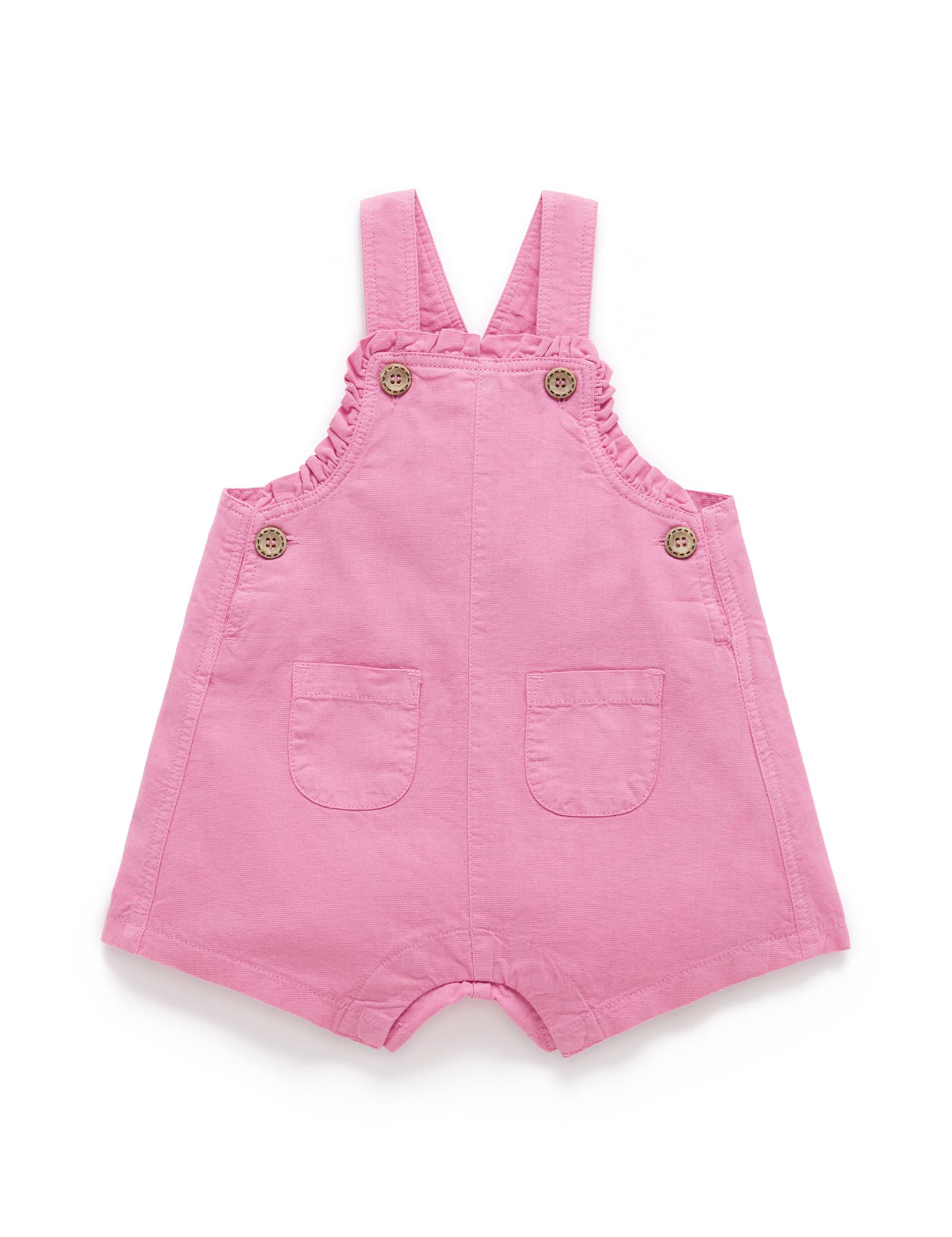 Linen Blend Ruffle Overalls - Fig
