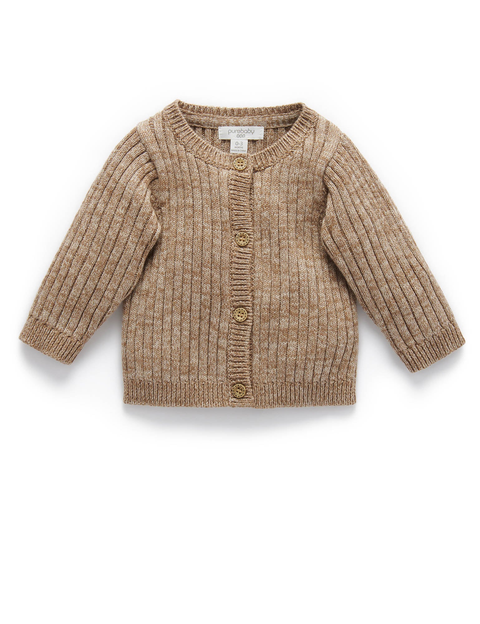 Chunky Rib Cardigan - Acorn and Biscuit Blend