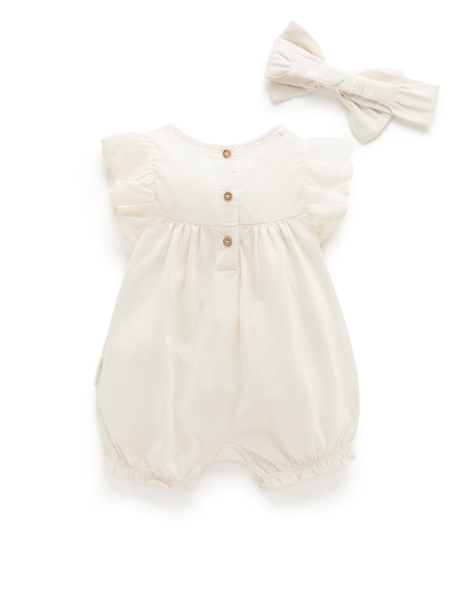 Pointelle Romper and Headband set - Cloud