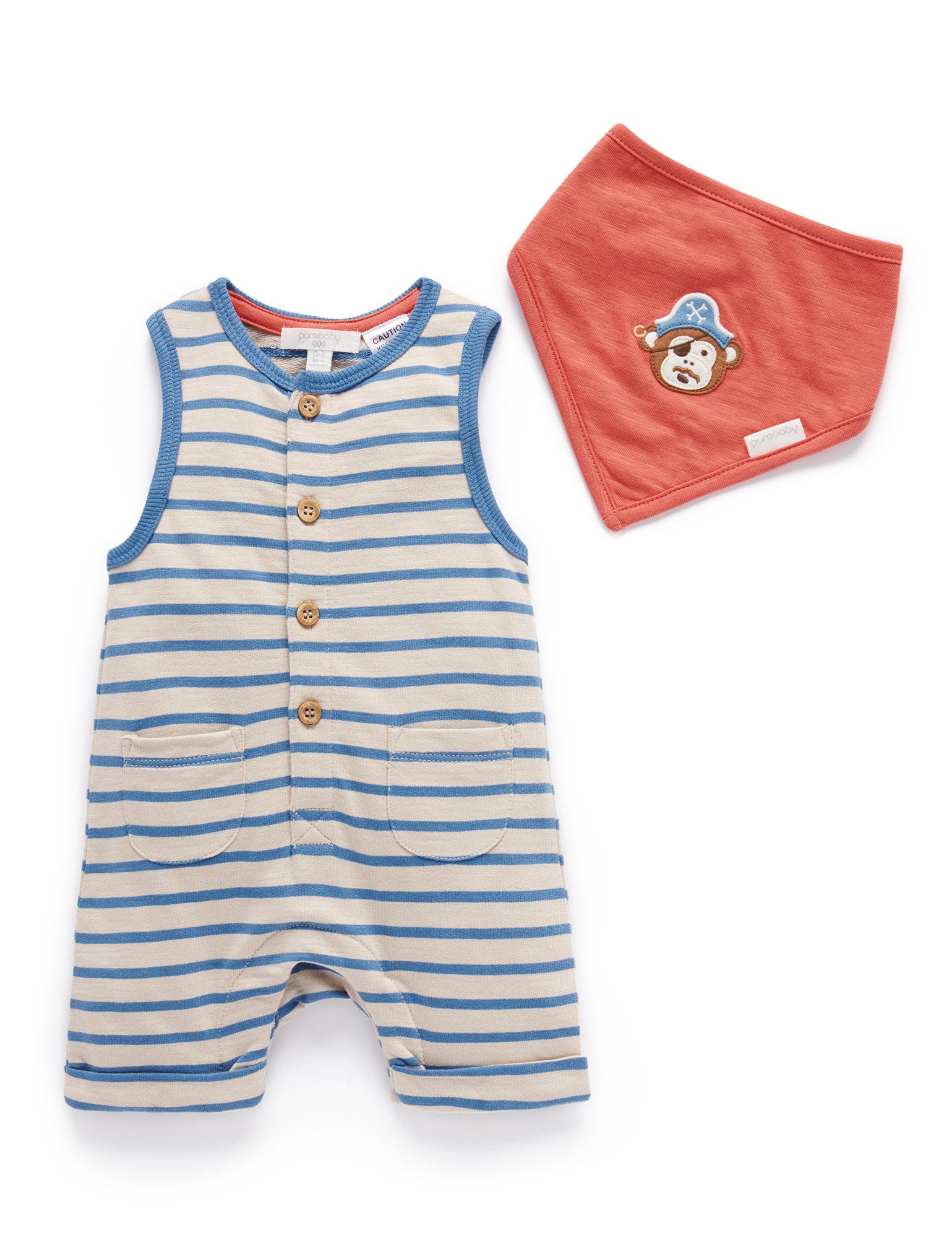 Onesie and Bandana set- Atlantic Stripe