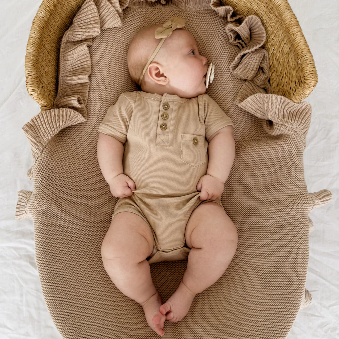 Taupe Rib Henley Onesie