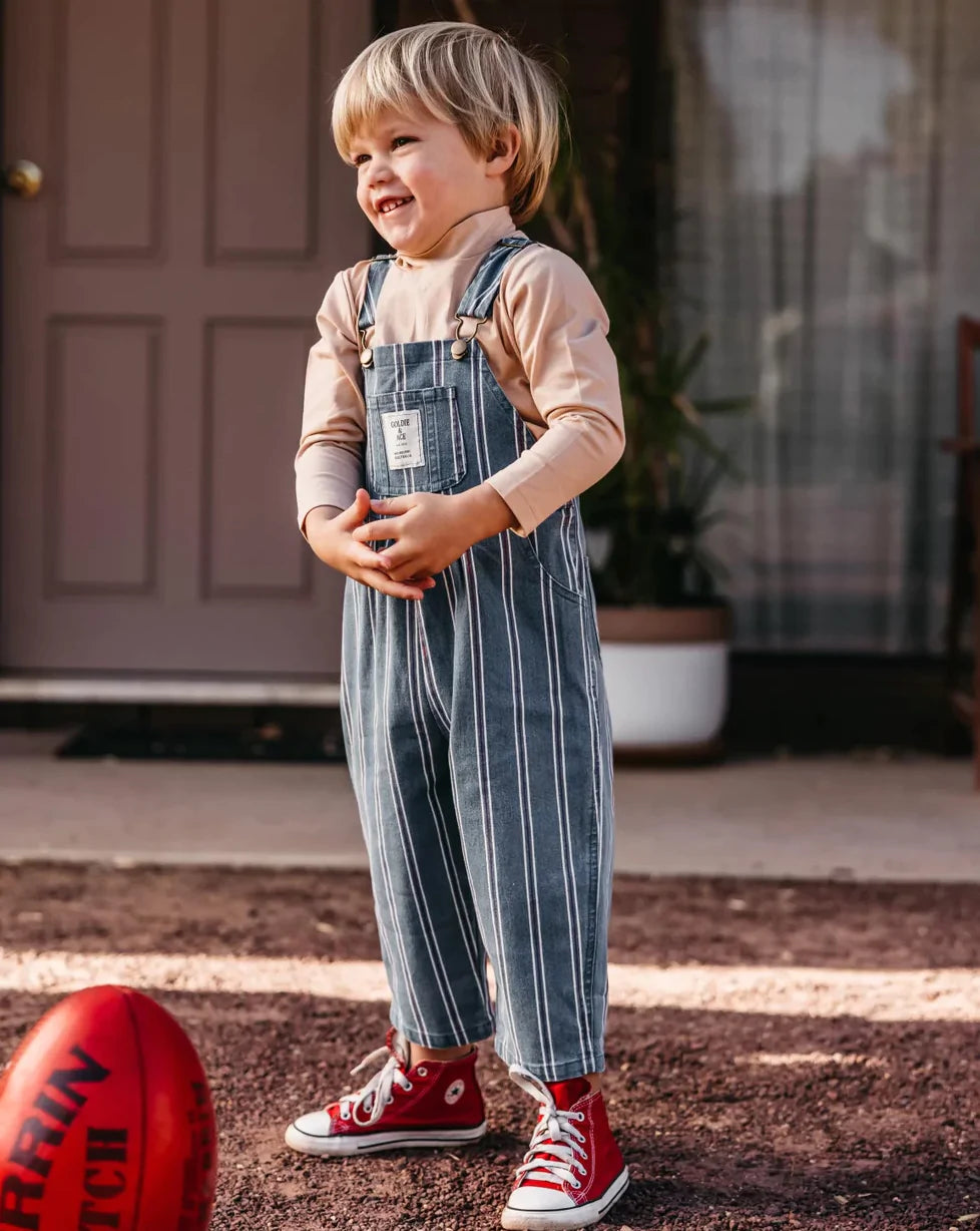 Austin Vintage Denim Overalls- stripe