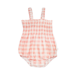 Shirred Romper - Blush Check