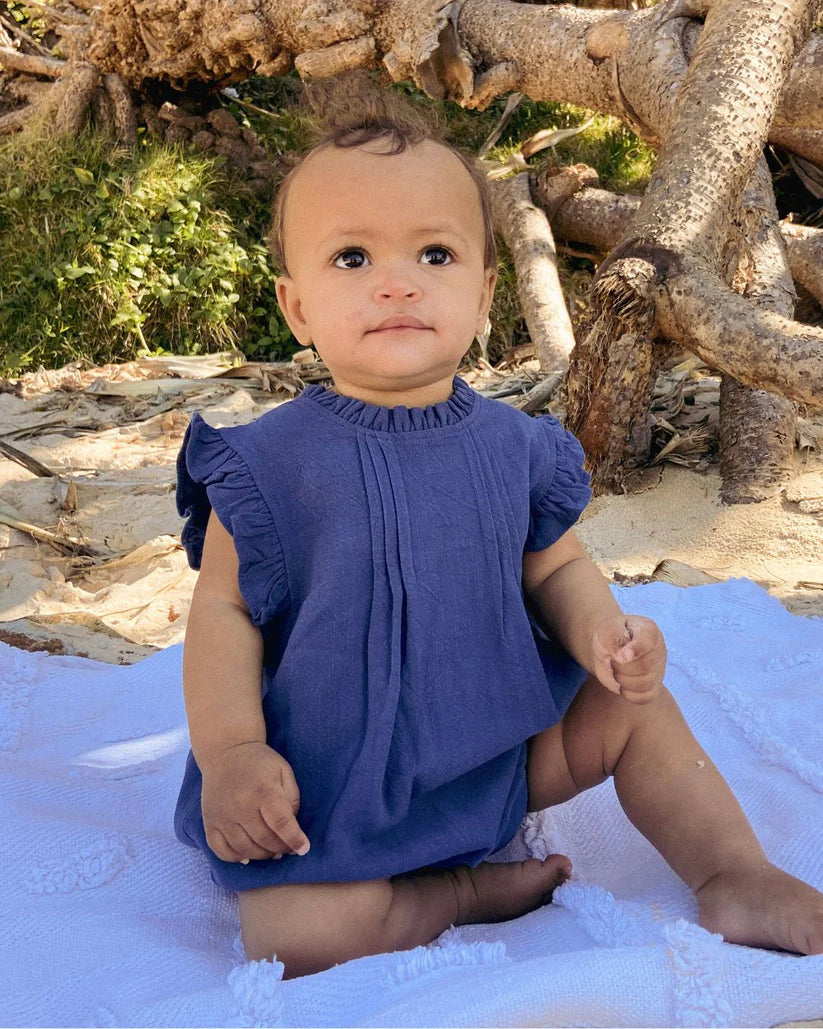 Oli Linen Playsuit- Navy